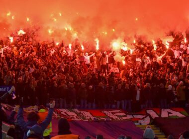 Fans of Bosnian teams clashing after a match