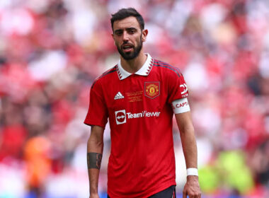 Bruno Fernandes wearing Manchester United captain armband