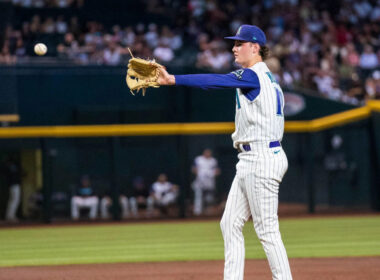 Baseball players in action during Diamondbacks vs Padres game