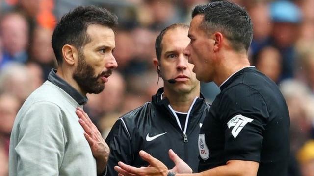 West Bromwich Albion head coach Carlos Corberan shown red card during a match
