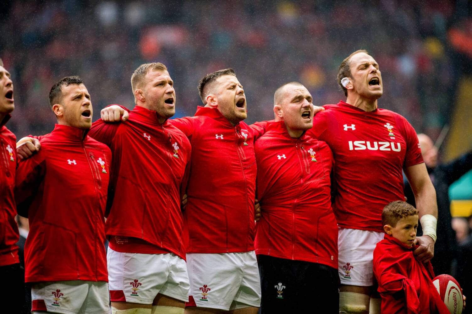 Keiron Assiratti celebrating his Wales debut with his late grandfather in mind
