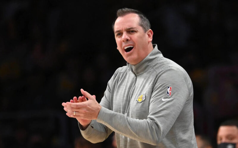 Frank Vogel standing on the court during a game.